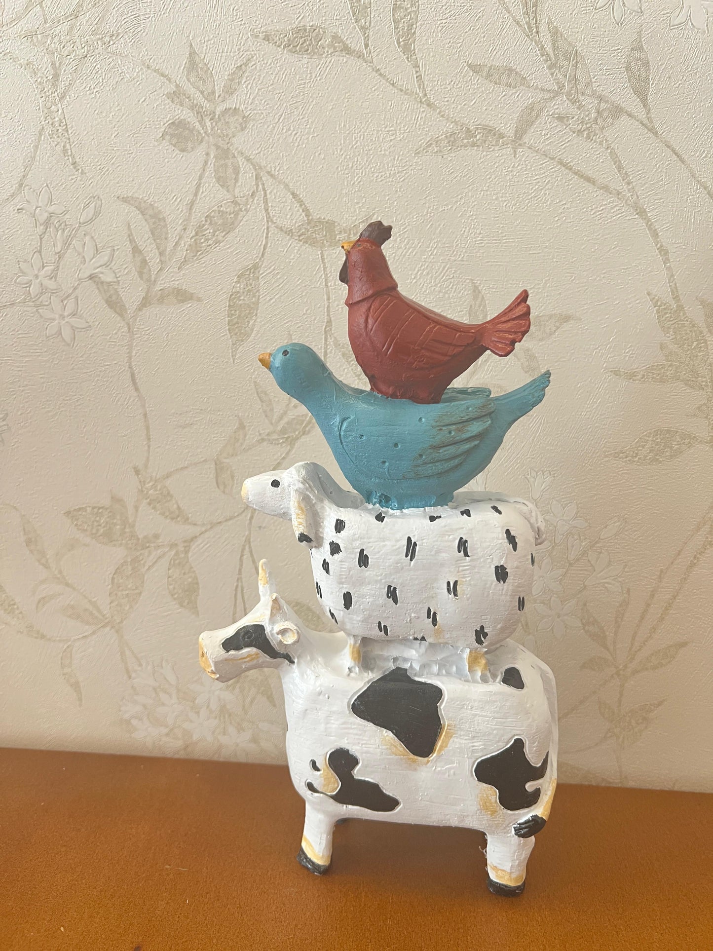 Farm Animals Stacked Statue, Colorful Stacked Farm Animal Statue, Farmhouse Style Stacked Animal Sculpture, Farm Animal Tower Figurine