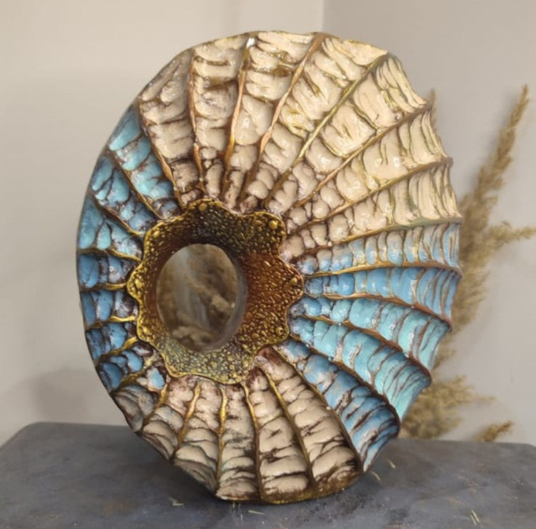 Handmade Seashell Vase, Coastal Home Decor, Ocean Inspired Vase, Nautical Statue