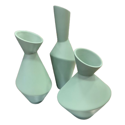 Modern Geometric Vase Set, Ceramic Geometric Vase Trio, Set of 3 Abstract Vases, Minimalist Home Vase Set, Modern Decorative Vase Set