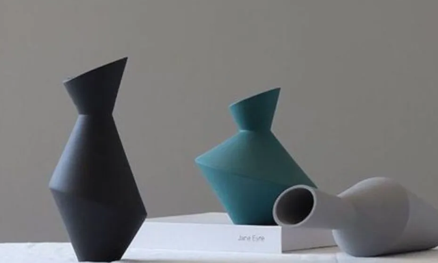 Modern Geometric Vase Set, Ceramic Geometric Vase Trio, Set of 3 Abstract Vases, Minimalist Home Vase Set, Modern Decorative Vase Set