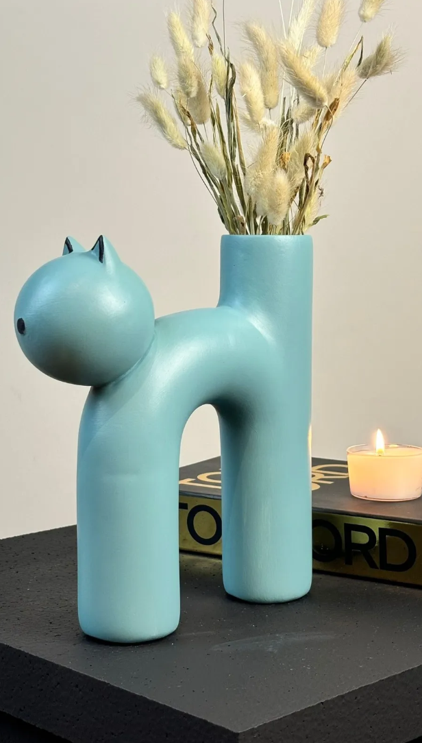 Cute Cat Shaped Vase, Cat Vase For Flowers, Ceramic Vase, Nordic Art Decor, Home Accent Gift, Gift for Cat Lovers, Ceramic Cat Vase, Cat Vase, Cat Shaped Vase, Flowers Vase