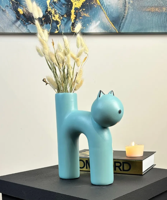 Cute Cat Shaped Vase, Cat Vase For Flowers, Ceramic Vase, Nordic Art Decor, Home Accent Gift, Gift for Cat Lovers, Ceramic Cat Vase, Cat Vase, Cat Shaped Vase, Flowers Vase
