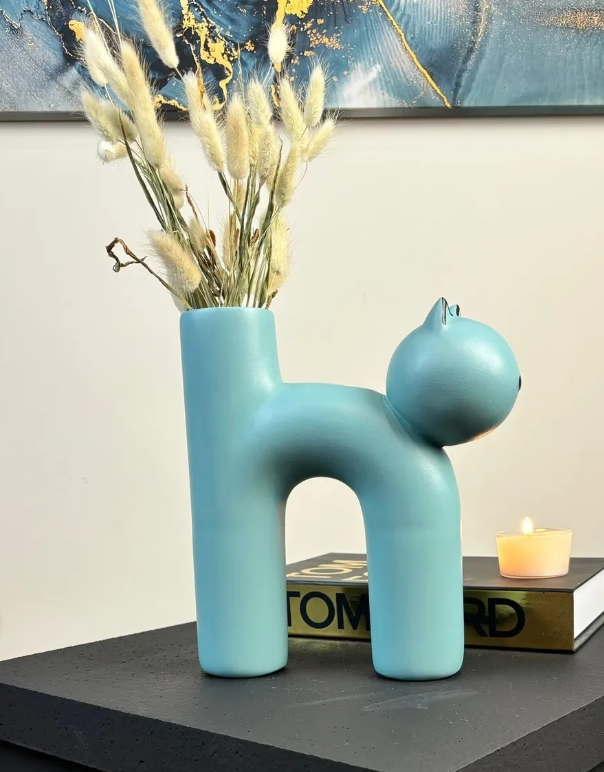 Cute Cat Shaped Vase, Cat Vase For Flowers, Ceramic Vase, Nordic Art Decor, Home Accent Gift, Gift for Cat Lovers, Ceramic Cat Vase, Cat Vase, Cat Shaped Vase, Flowers Vase