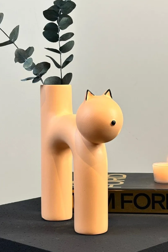 Cute Cat Shaped Vase, Cat Vase For Flowers, Ceramic Vase, Nordic Art Decor, Home Accent Gift, Gift for Cat Lovers, Ceramic Cat Vase, Cat Vase, Cat Shaped Vase, Flowers Vase
