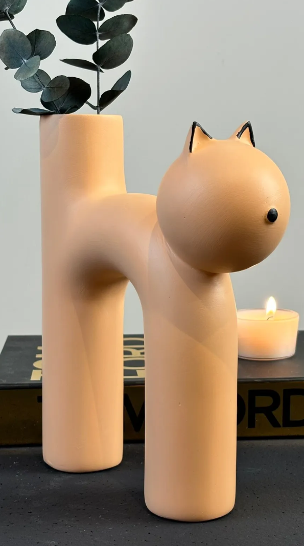 Cute Cat Shaped Vase, Cat Vase For Flowers, Ceramic Vase, Nordic Art Decor, Home Accent Gift, Gift for Cat Lovers, Ceramic Cat Vase, Cat Vase, Cat Shaped Vase, Flowers Vase