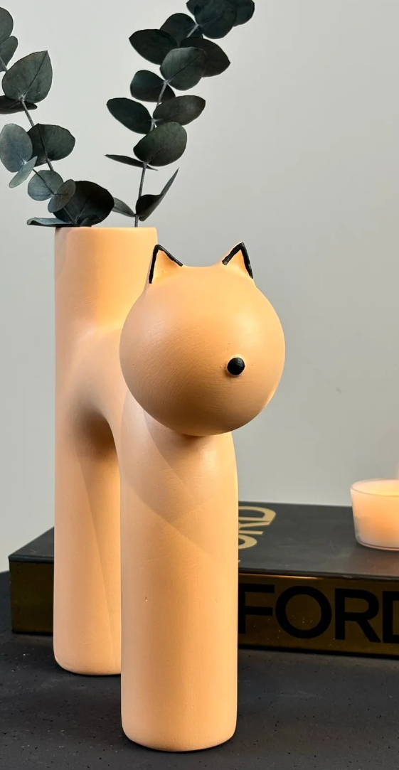 Cute Cat Shaped Vase, Cat Vase For Flowers, Ceramic Vase, Nordic Art Decor, Home Accent Gift, Gift for Cat Lovers, Ceramic Cat Vase, Cat Vase, Cat Shaped Vase, Flowers Vase