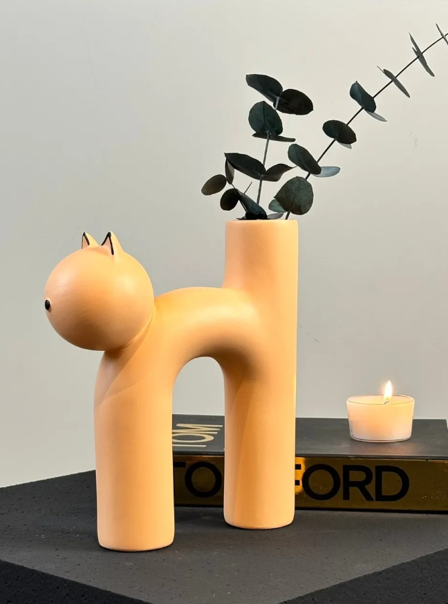 Cute Cat Shaped Vase, Cat Vase For Flowers, Ceramic Vase, Nordic Art Decor, Home Accent Gift, Gift for Cat Lovers, Ceramic Cat Vase, Cat Vase, Cat Shaped Vase, Flowers Vase