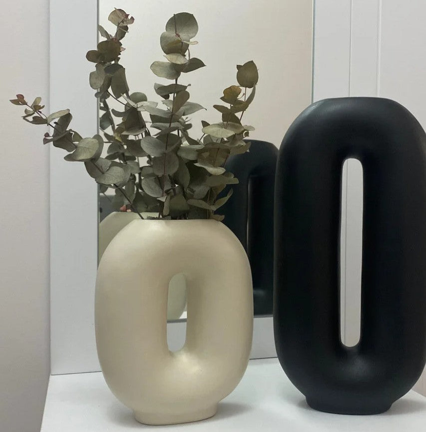 Handmade Ceramic Flower Vase, Modern Nordic Home Decor, Minimalist Art Vase Set, Handmade Ceramic Vase Set, Modern Hollow Vase, Hollow Vase