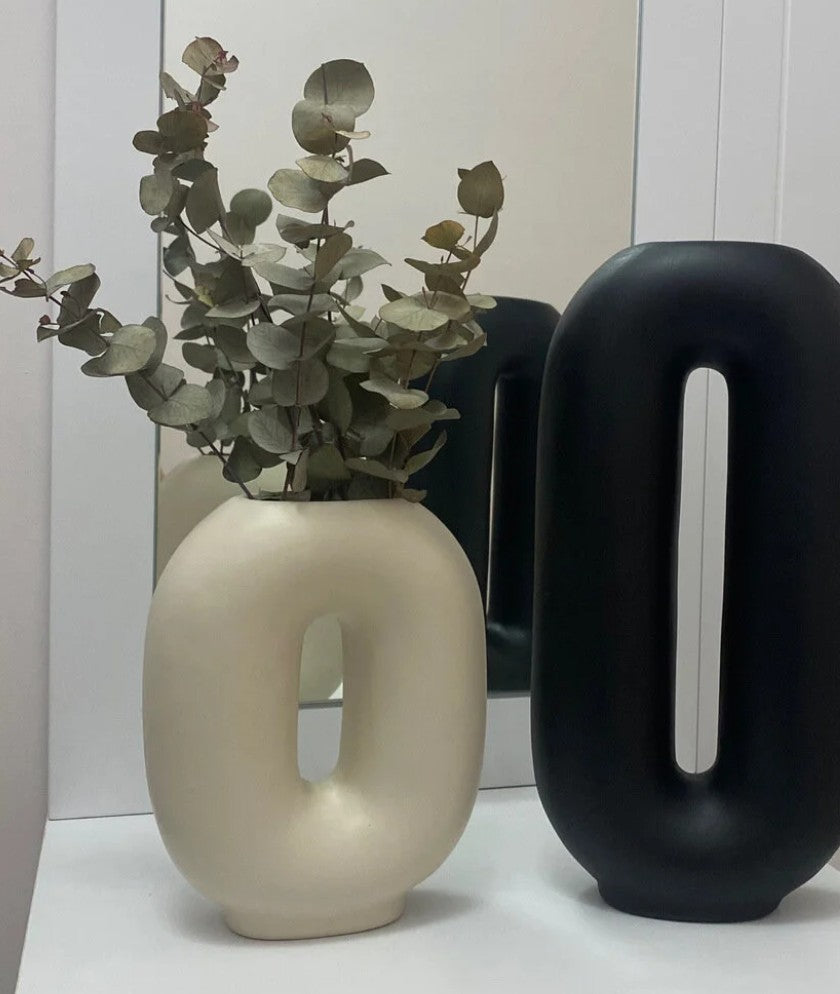 Handmade Ceramic Flower Vase, Modern Nordic Home Decor, Minimalist Art Vase Set, Handmade Ceramic Vase Set, Modern Hollow Vase, Hollow Vase