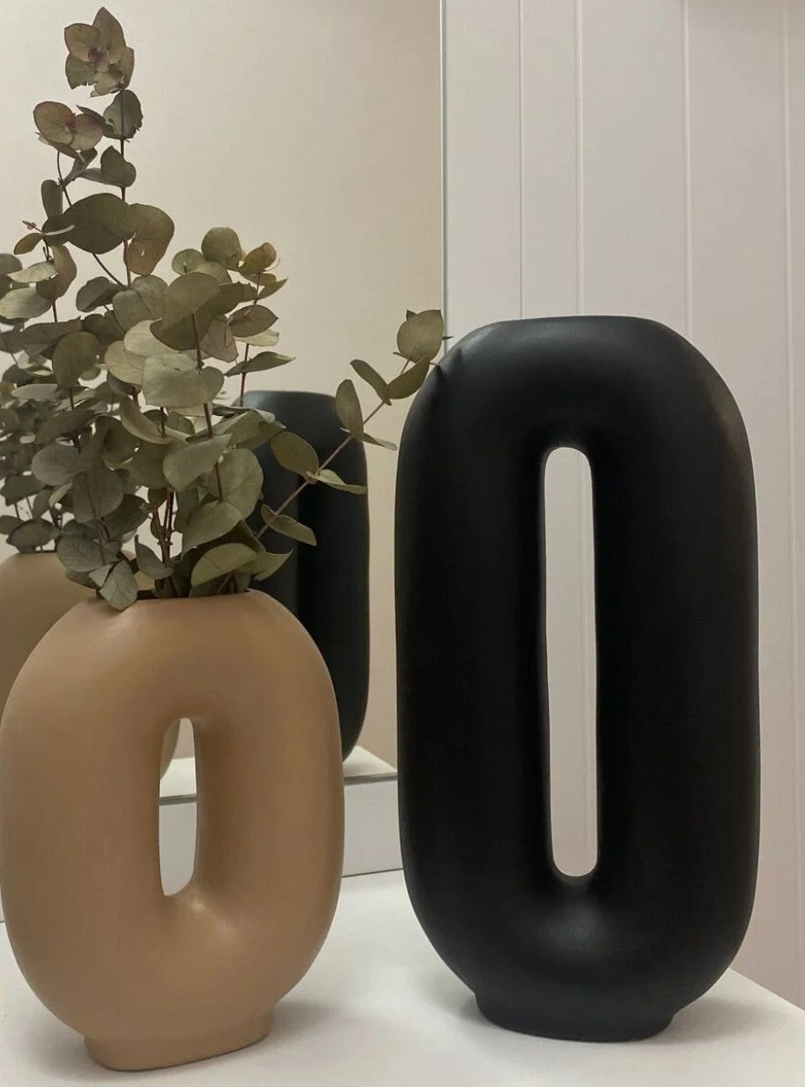 Handmade Ceramic Flower Vase, Modern Nordic Home Decor, Minimalist Art Vase Set, Handmade Ceramic Vase Set, Modern Hollow Vase, Hollow Vase
