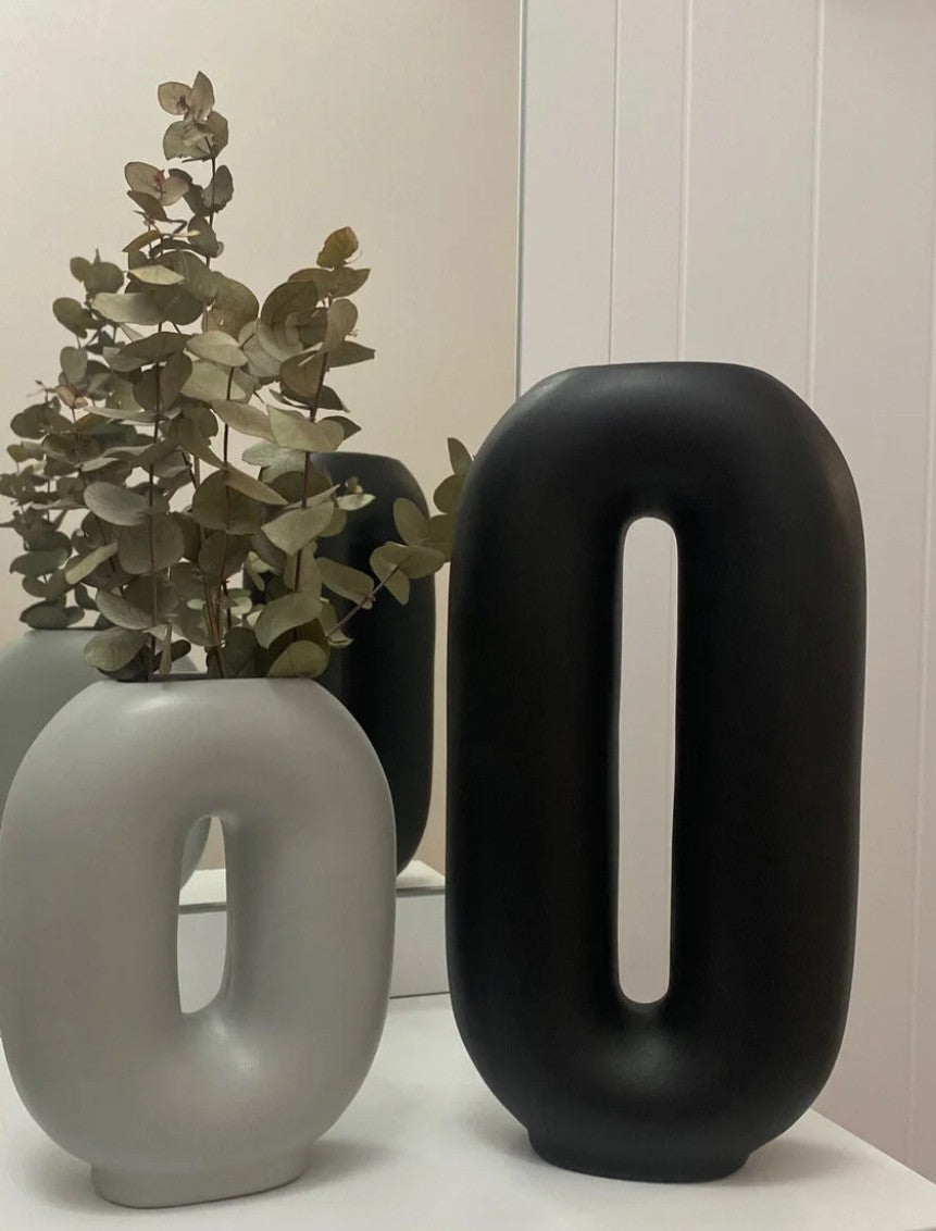 Handmade Ceramic Flower Vase, Modern Nordic Home Decor, Minimalist Art Vase Set, Handmade Ceramic Vase Set, Modern Hollow Vase, Hollow Vase