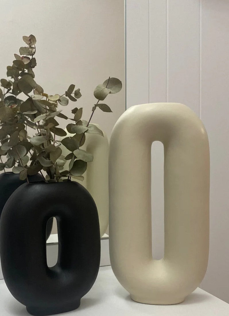 Handmade Ceramic Flower Vase, Modern Nordic Home Decor, Minimalist Art Vase Set, Handmade Ceramic Vase Set, Modern Hollow Vase, Hollow Vase