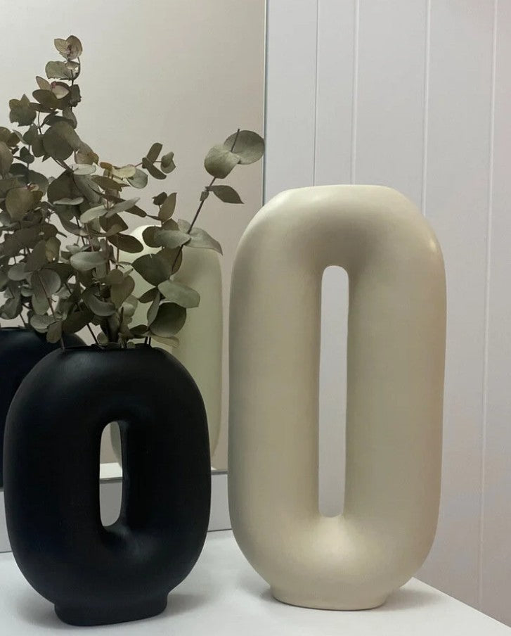 Handmade Ceramic Flower Vase, Modern Nordic Home Decor, Minimalist Art Vase Set, Handmade Ceramic Vase Set, Modern Hollow Vase, Hollow Vase