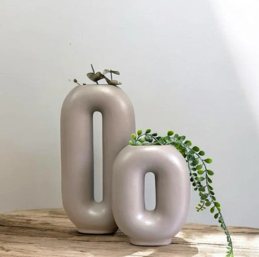 Handmade Ceramic Flower Vase, Modern Nordic Home Decor, Minimalist Art Vase Set, Handmade Ceramic Vase Set, Modern Hollow Vase, Hollow Vase