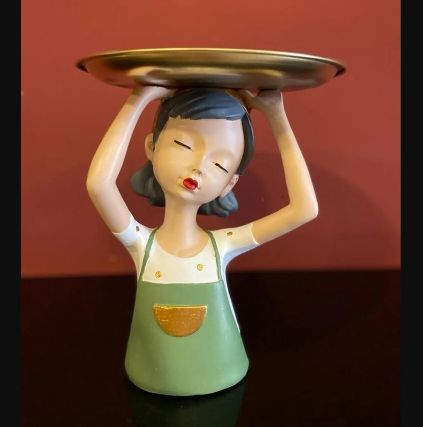 Girl Sculpture With Tray Decor, Handcrafted Girl Holding Tray Figure, Functional Girl Figurine With Tray, Decorative Girl Figurine For Gift, Girl Sculpture, Girl Decor, Girl Statue