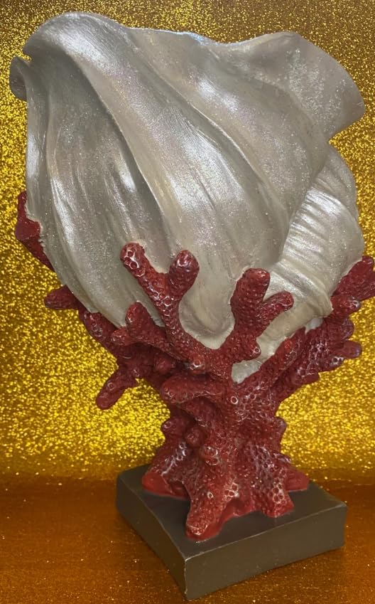 Seashell Vase with Coral Base, Seashell Flower Vase, Seashell Vase, Modern Coastal Shell Vase, Ocean Home Decor, Nautical Decor, Ocean Vase