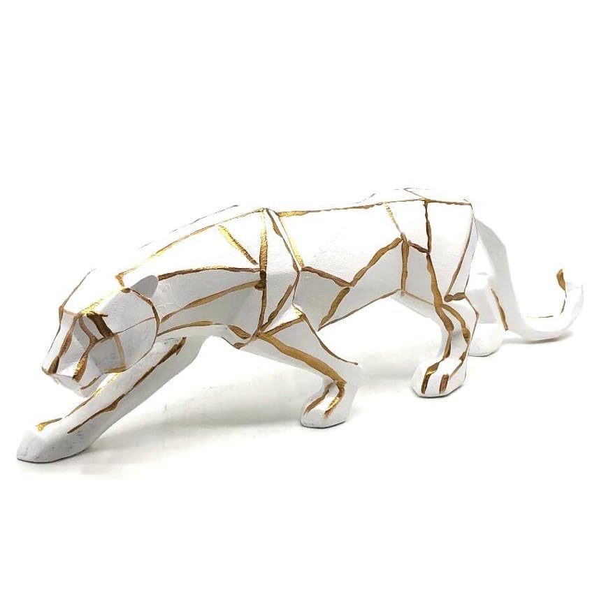 Large Panther Statue, Geometric Animal Figurine, Abstract Panther Sculpture, Panther Decorative Showpiece, Decorative Tabletop Statue