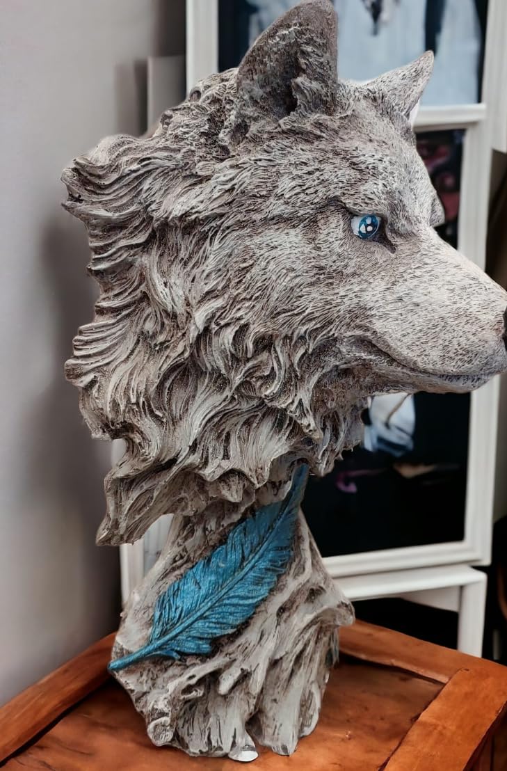 Wolf Head Sculpture, Wolf Lover Gift, Rustic Wolf Home Decor, Wolf Bust, Wildlife Lover Gift, Polyester Wolf Statue, Gothic Wolf Figurine, Wolf Head Statue, Wolf Head Decor