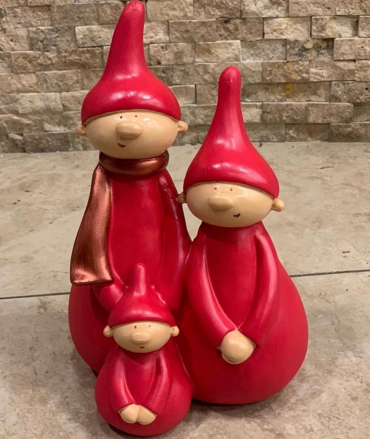 Christmas Gnome Family Figurine Set of 3, Holiday Elf Family, Seasonal Home Decor, Christmas Gift Idea, Holiday Accent Piece, Gnome Statue, Gnome Sculpture, Gnome Figurine