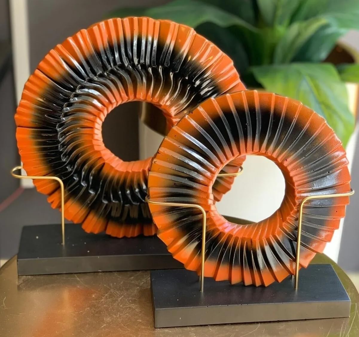 Decorative Disk Object with Stand, Disk Sculpture Set of 2, Modern Art Centerpiece, Abstract Home Decor, Disk Sculpture, Disk Statue, Disk Statue, Disk Figurine