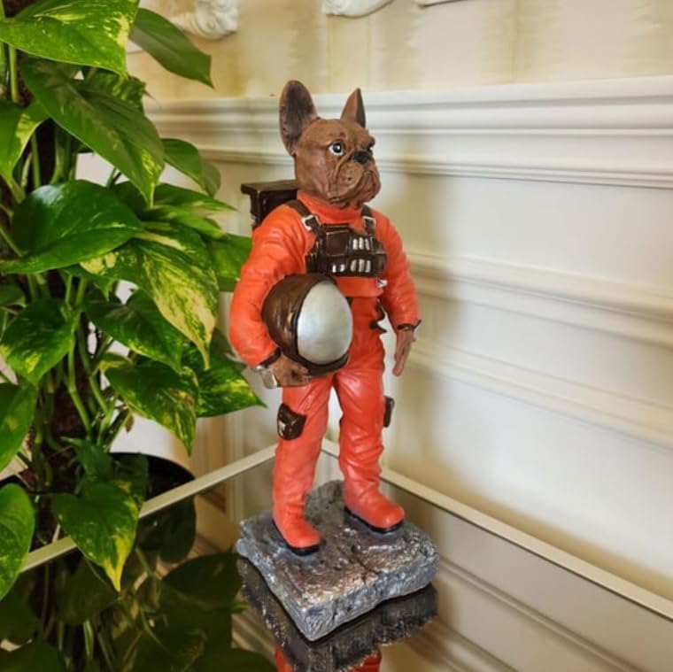 Astronaut BullDog Figurine, Dog In Spacesuit Statue, Space-Themed Bulldog Sculpture, Animal Astronaut Decor, Dog Lover Home Decor
