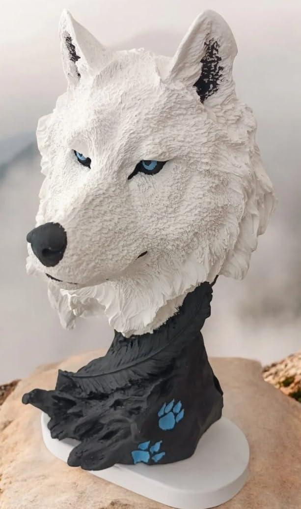 Wolf Head Sculpture, Wolf Lover Gift, Rustic Wolf Home Decor, Wolf Bust, Wildlife Lover Gift, Polyester Wolf Statue, Gothic Wolf Figurine, Wolf Head Statue, Wolf Head Decor