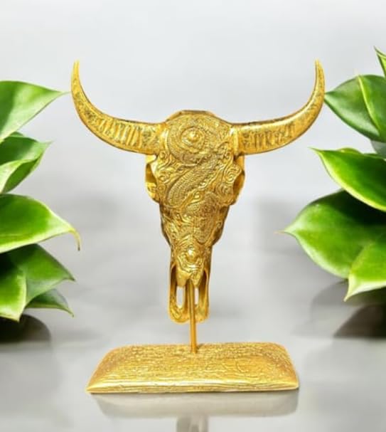 Bull Skull Decor, Western Bull Head Decor, Western Style Horned Bull Head Decor, Bull Skull Statue, Bull Skull Tabletop Decoration