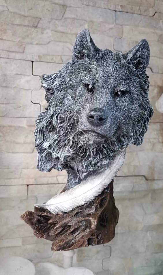 Wolf Head Sculpture, Wolf Lover Gift, Rustic Wolf Home Decor, Wolf Bust, Wildlife Lover Gift, Polyester Wolf Statue, Gothic Wolf Figurine, Wolf Head Statue, Wolf Head Decor