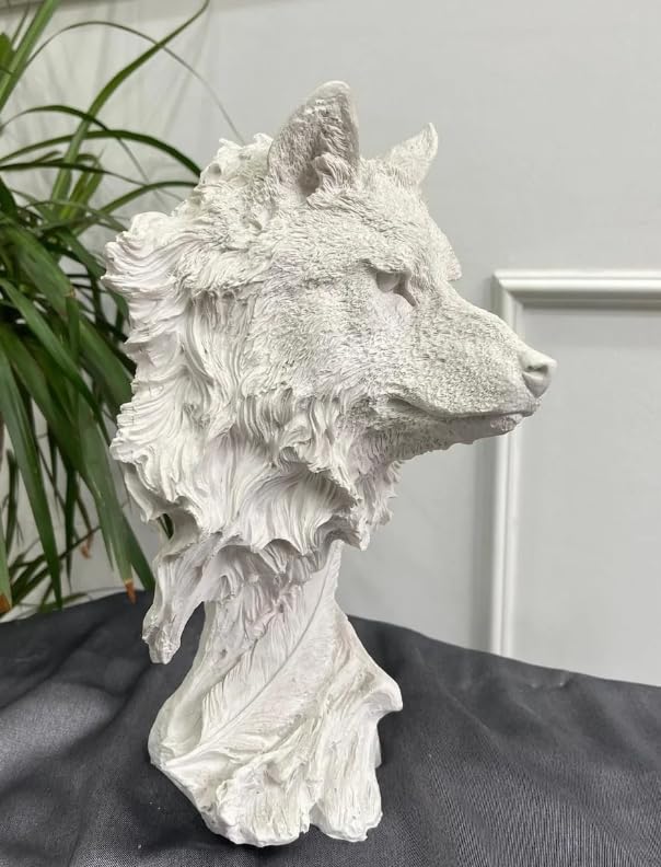 Wolf Head Sculpture, Wolf Lover Gift, Rustic Wolf Home Decor, Wolf Bust, Wildlife Lover Gift, Polyester Wolf Statue, Gothic Wolf Figurine, Wolf Head Statue, Wolf Head Decor