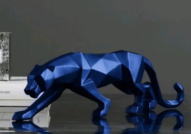 Large Panther Statue, Geometric Animal Figurine, Abstract Panther Sculpture, Panther Decorative Showpiece, Decorative Tabletop Statue
