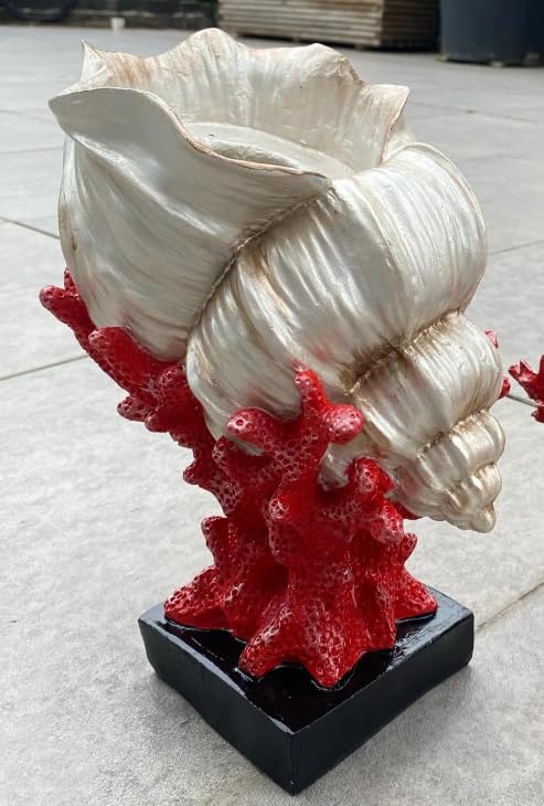 Seashell Vase with Coral Base, Seashell Flower Vase, Seashell Vase, Modern Coastal Shell Vase, Ocean Home Decor, Nautical Decor, Ocean Vase