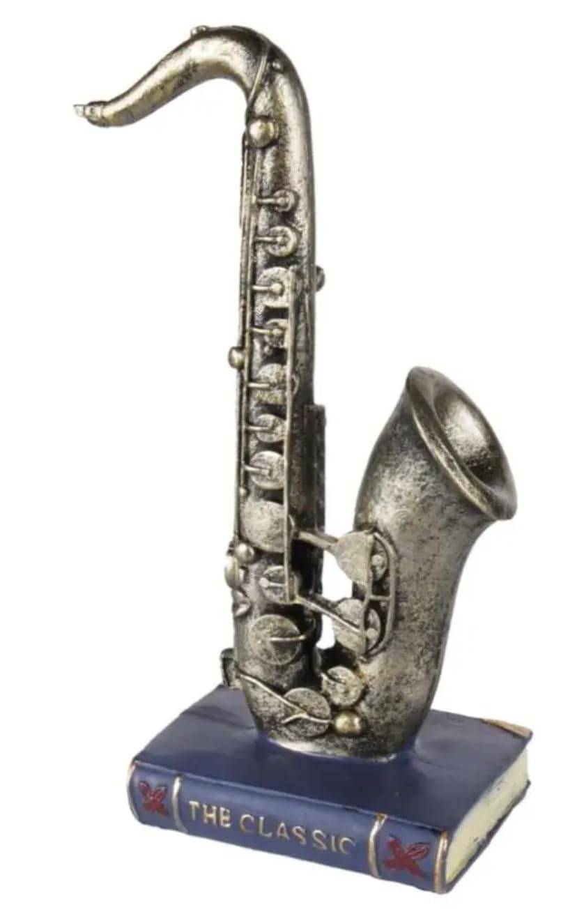 Saxophone Decor Statue, Jazz Music Decor, Saxophone Sculpture, Music Lover Gift, Jazz Home Decor, Saxophone Bookends, Musician Desk Decor