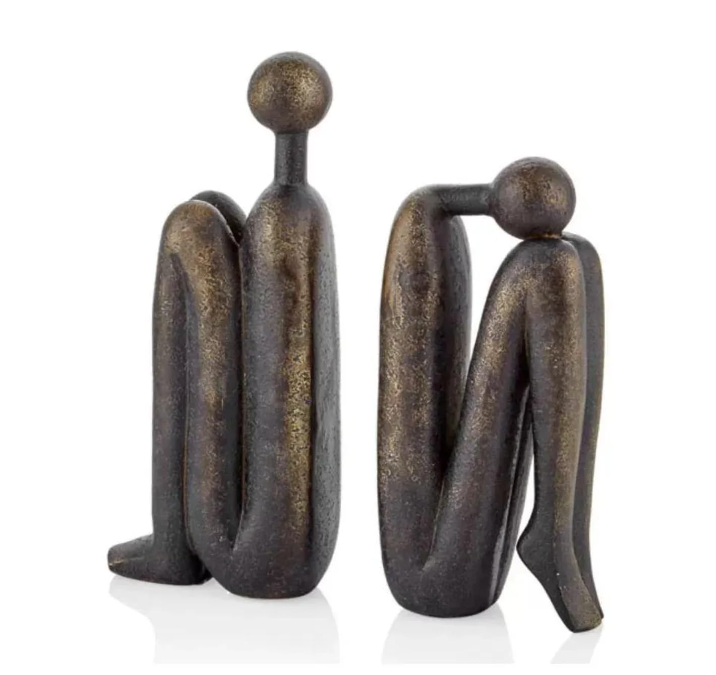 Abstract Bookends Set of 2, Modern Figurines for Shelf or Desk Decor, Abstract Bookends, Modern Bookshelf Decor, Polyester Bookend Set