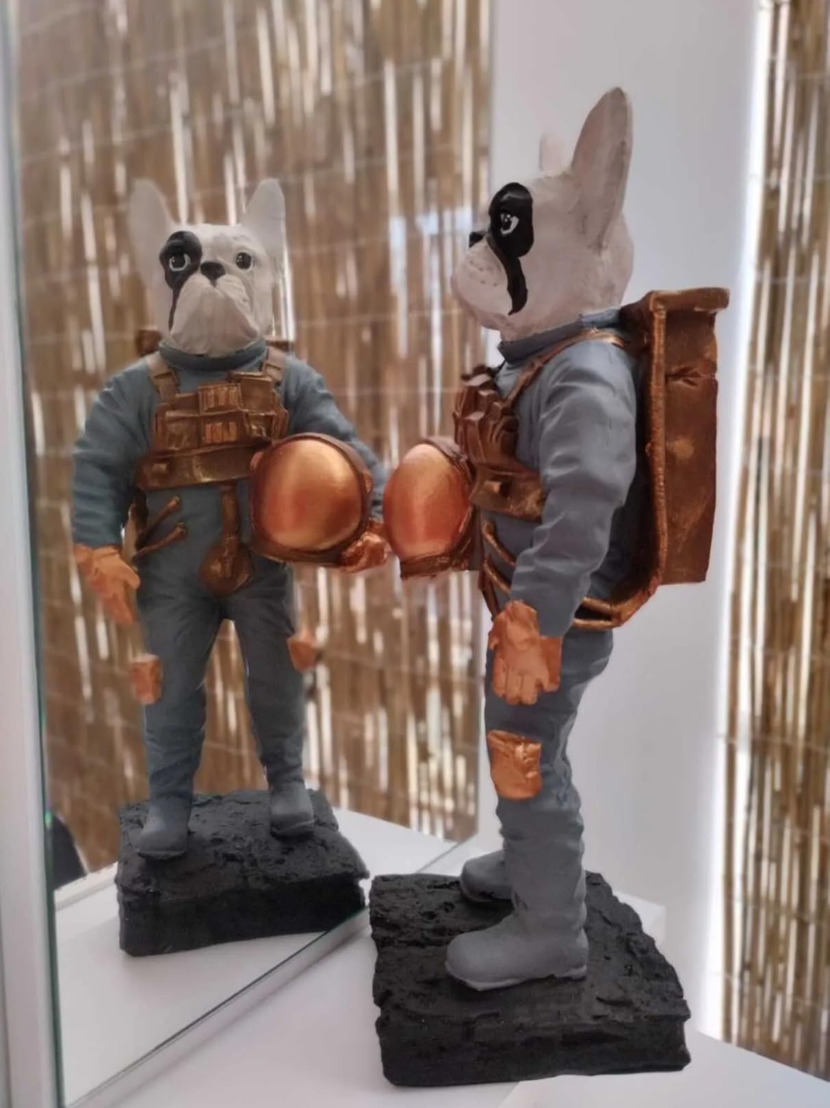 Astronaut BullDog Figurine, Dog In Spacesuit Statue, Space-Themed Bulldog Sculpture, Animal Astronaut Decor, Dog Lover Home Decor