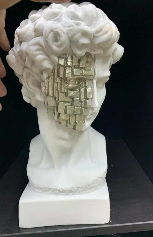 Geometric David Head Bust Sculpture, Contemporary Greek Bust Decor Statue, Classical Bust Statue, Classical Head Sculpture, David Bust, David Bust Decor, David Sculpture