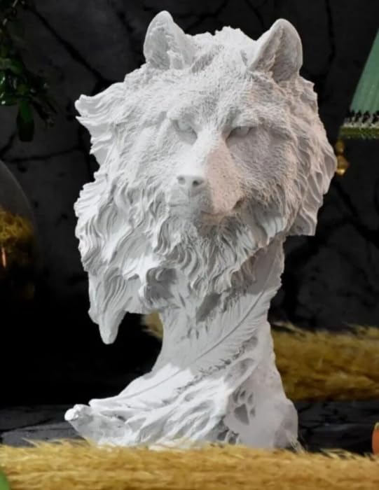Wolf Head Sculpture, Wolf Lover Gift, Rustic Wolf Home Decor, Wolf Bust, Wildlife Lover Gift, Polyester Wolf Statue, Gothic Wolf Figurine, Wolf Head Statue, Wolf Head Decor