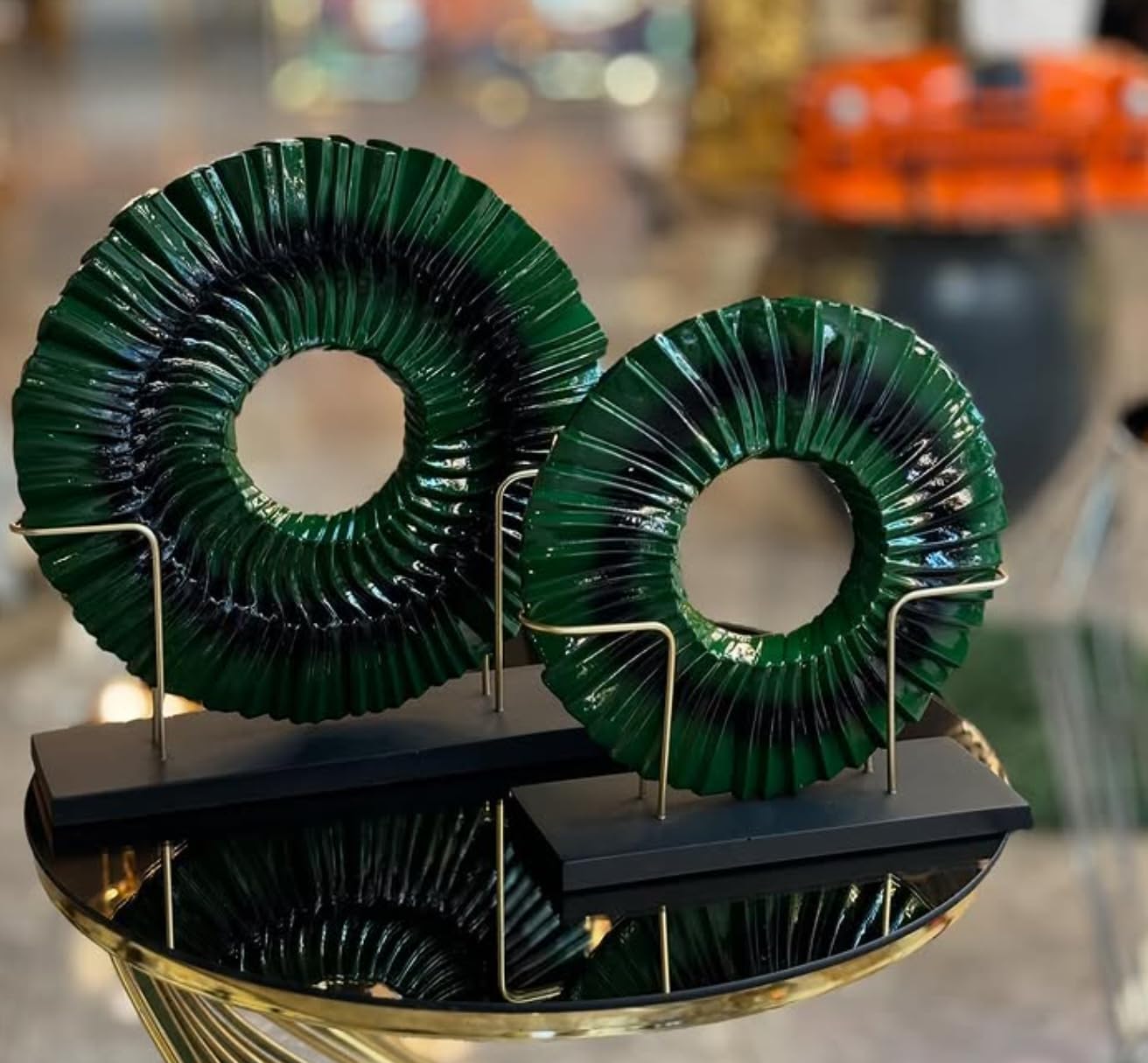 Decorative Disk Object with Stand, Disk Sculpture Set of 2, Modern Art Centerpiece, Abstract Home Decor, Disk Sculpture, Disk Statue, Disk Statue, Disk Figurine