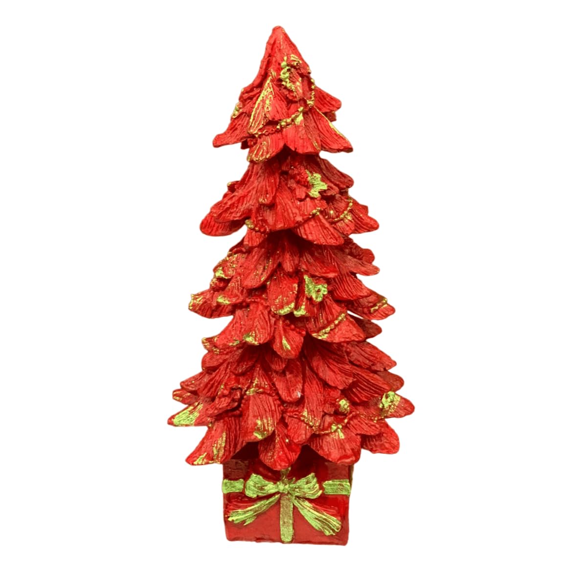 Glittered Resin Christmas Tree Sitting on Present Base, Handmade Christmas Tree, Tabletop Christmas Decoration, Christmas Tree Sculpture, Christmas Tree Decor, Christmas Tree Statue