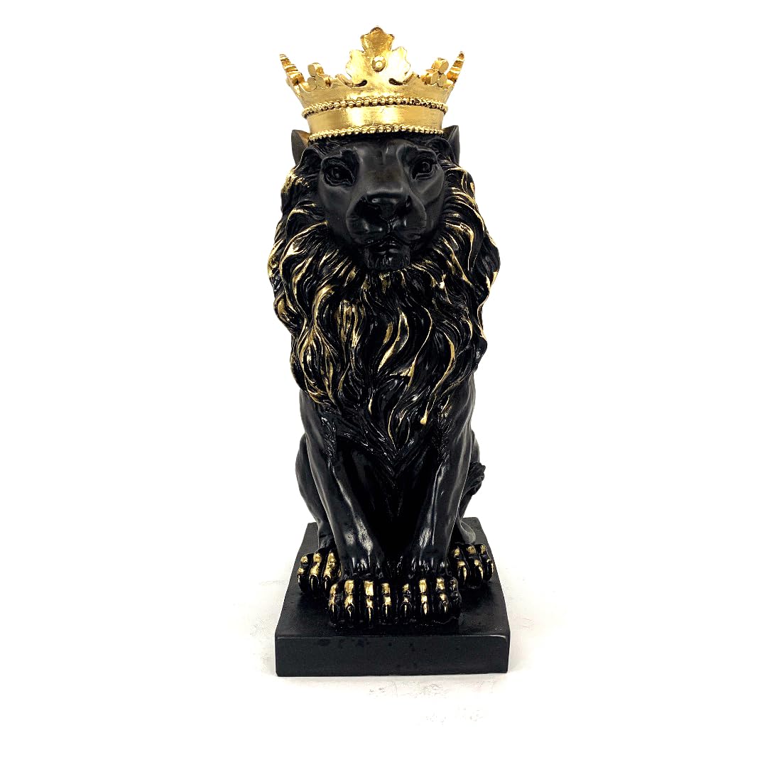 Regal Lion Statue With Crown, Crowned Lion Sculpture, Royal Jungle King Figurine, Royal Themed Home Decor, Lion Crown Figurine, Lion Crown Sculpture, Lion Crown Decor