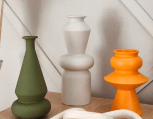 Modern Ceramic Vases Set, Geometric Decorative Vases, Minimalist Table Vase, Geometric Flower Vase, Boho Aesthetic Vases, Abstract Art Vases, Flower Vase