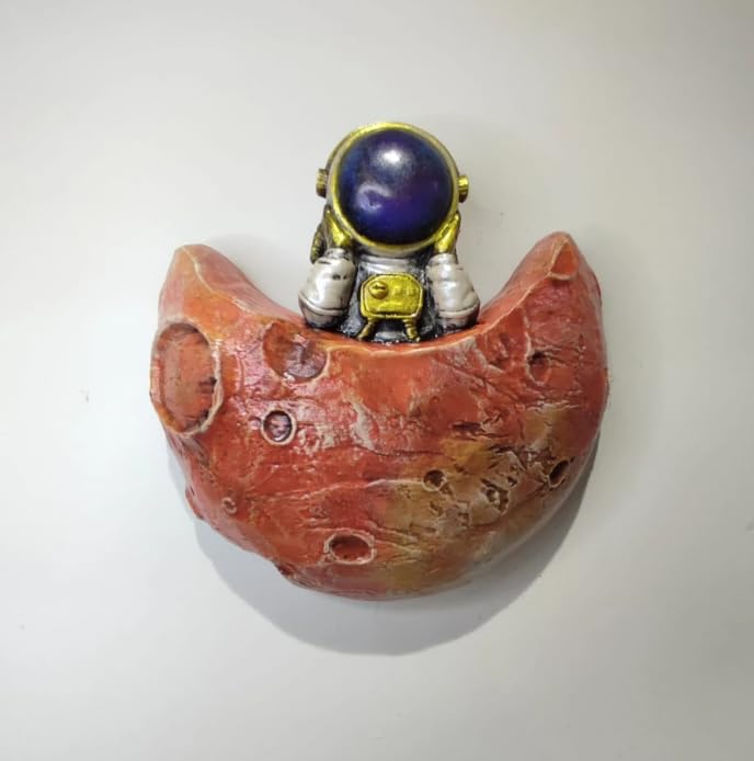 Astronaut Moon Sculpture, Astronaut Wall Decor, Modern Astronaut Wall Decor, Space Theme Decor, Space Gift Idea, Astronaut Figurines, Astronaut Wall Statue, Astronaut Moon Wall Decor