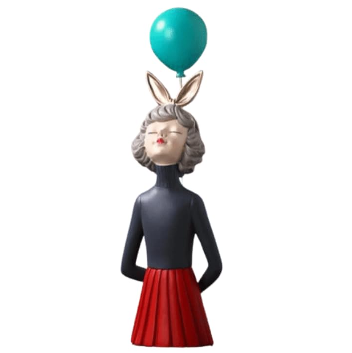 Girl Balloon Statue with Skirt and Bunny Ears, Girl Balloon Statue, Unique Gift Statue, Girl Sculpture Decor, Girl Balloon Sculpture, Girl Balloon Decor, Girl Balloon Objects