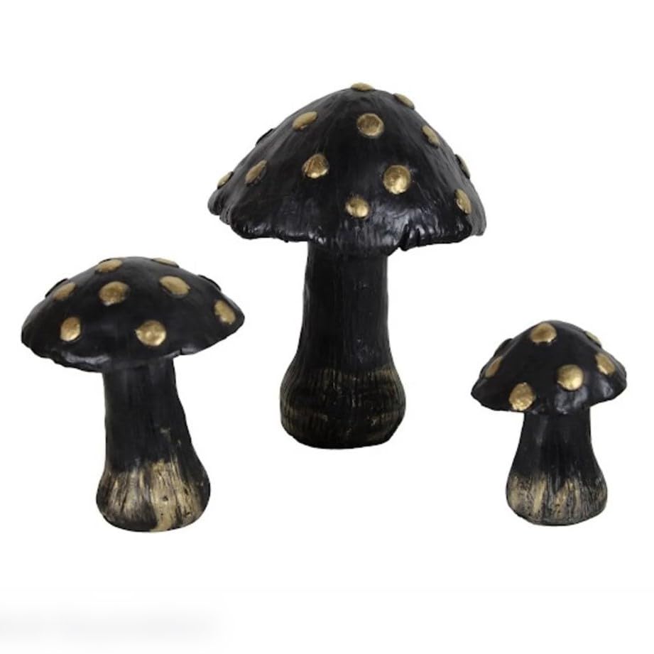 Set of 3 Red Toadstool Mushroom Statues, Mushroom Garden Decor, Toadstool Statue, Mushroom House Decor, Outdoor Mushroom Art, Mushroom Decor