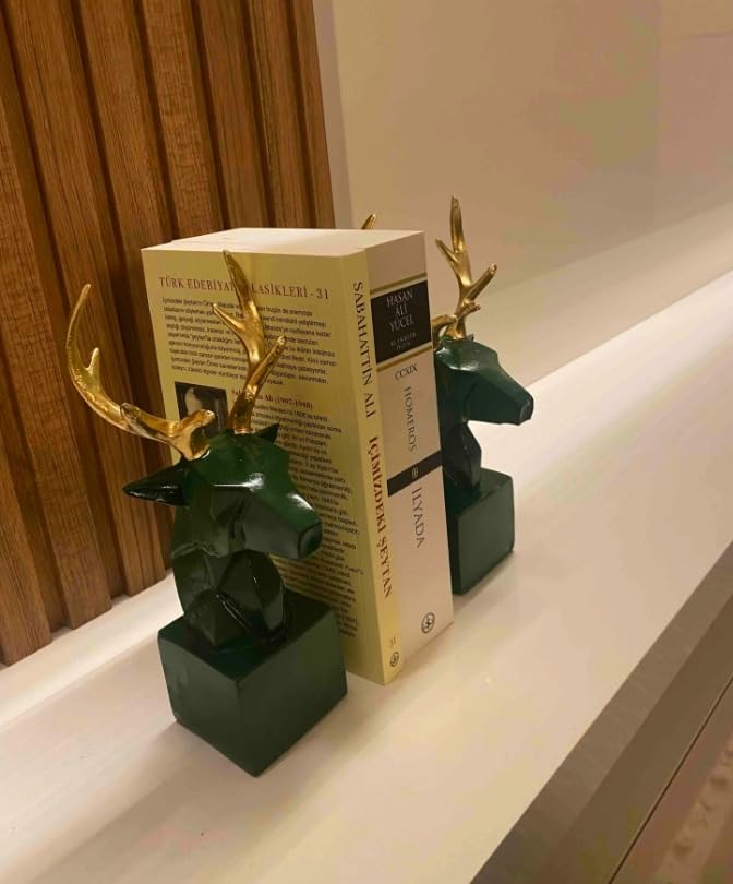 Geometric Deer Bookends, Animal Bookends, Deer Bookshelf Decor, Deer Bookends Decor, Deer Head Bookends, Animal Themed Bookends, Deer Themed Bookends, Deer Bookshelf
