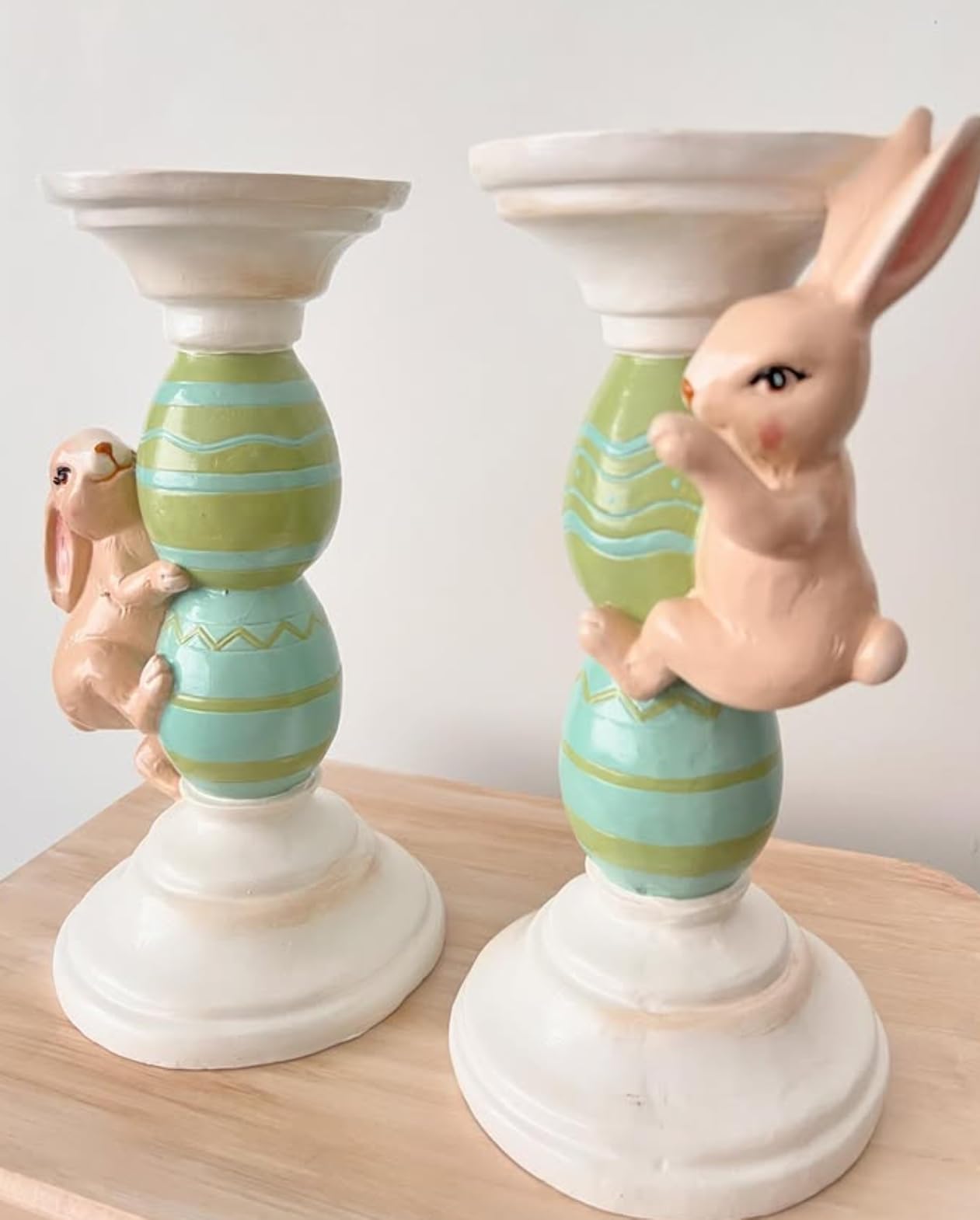 Easter Bunny Candle Holder Set with Climbing Rabbits and Egg Design, Easter Rabbit Candle Holder, Easter Rabbit Candlesticks, Bunny Candle Holder, Rabbit Candle Holder