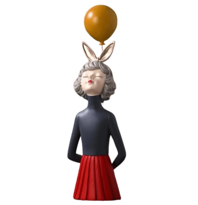 Girl Balloon Statue with Skirt and Bunny Ears, Girl Balloon Statue, Unique Gift Statue, Girl Sculpture Decor, Girl Balloon Sculpture, Girl Balloon Decor, Girl Balloon Objects