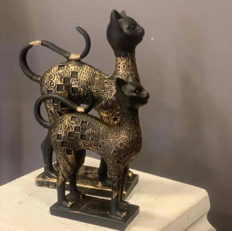 Egyptian Style Cat Figurine Set, Ancient Egyptian Statue, Cat Lovers Gift, Ancient Cat Statue, Egyptian Home Decor, Cat Sculpture, Cat Decor, Cat Sculpture, Cat Statue
