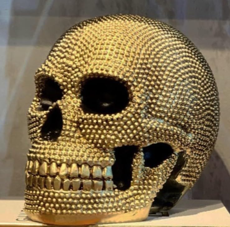 Skull Sculpture with Textured Detail, Gothic Polyester Skull Decor, Skull Decor for Shelves, Textured Surface Skull Decor, Skull Statue, Skull Sculpture, Skull Decor, Skull Objects