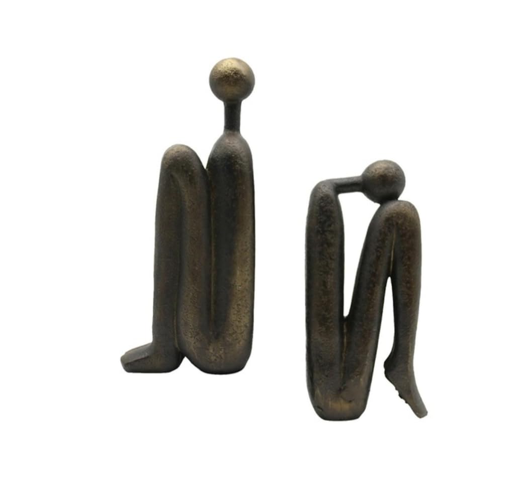 Abstract Bookends Set of 2, Modern Figurines for Shelf or Desk Decor, Abstract Bookends, Modern Bookshelf Decor, Polyester Bookend Set