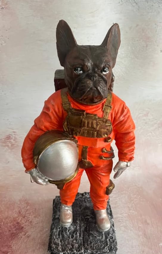 Astronaut BullDog Figurine, Dog In Spacesuit Statue, Space-Themed Bulldog Sculpture, Animal Astronaut Decor, Dog Lover Home Decor